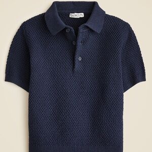 Crewcuts Kids’ Short-Sleeve Seed-Stitch Sweater-Polo | Navy | Size S (6–7)